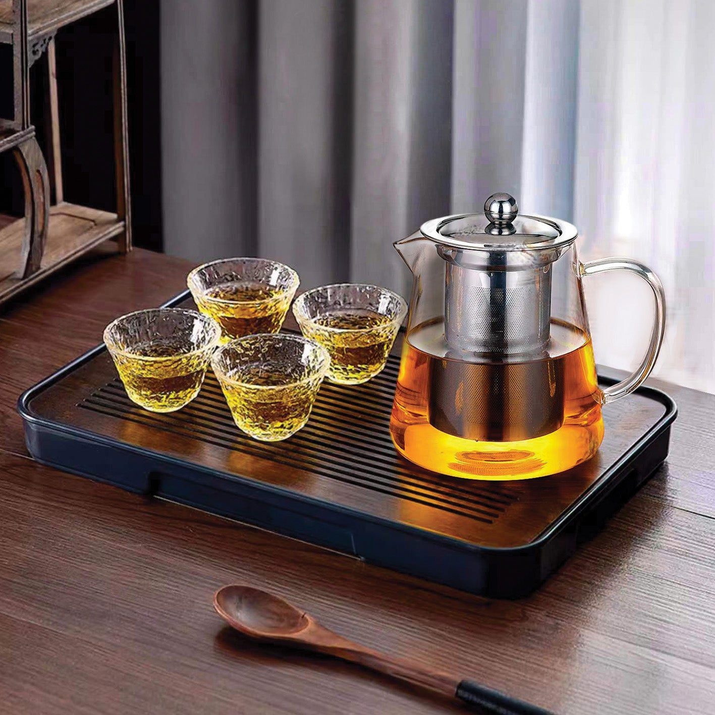 Glass teapot set (1 pot + 4 cups) - GPH74-1/L5