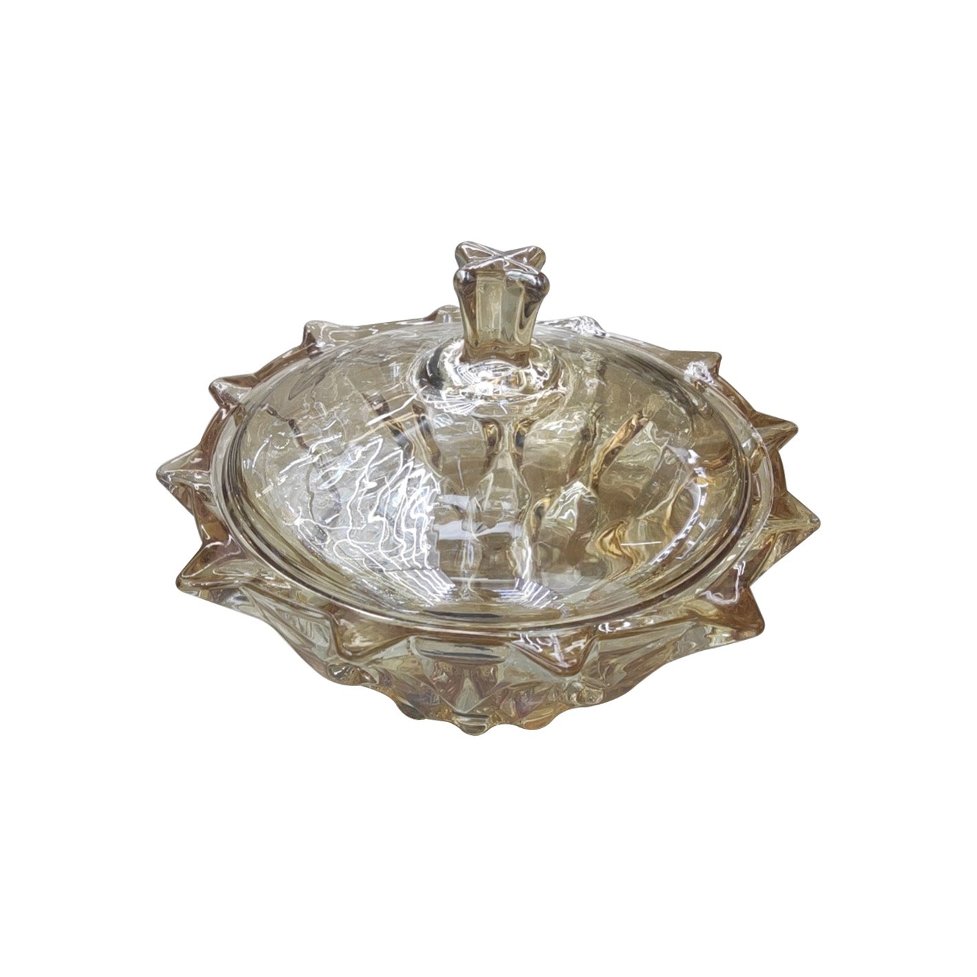 Glass Bowl With Lid Tawny Color DM605