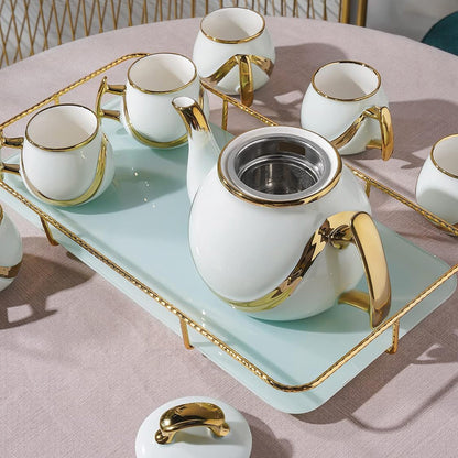 Ceramic teapot set 8pcs - (6pcs cup + 1 pot +1 tray) - P8K053