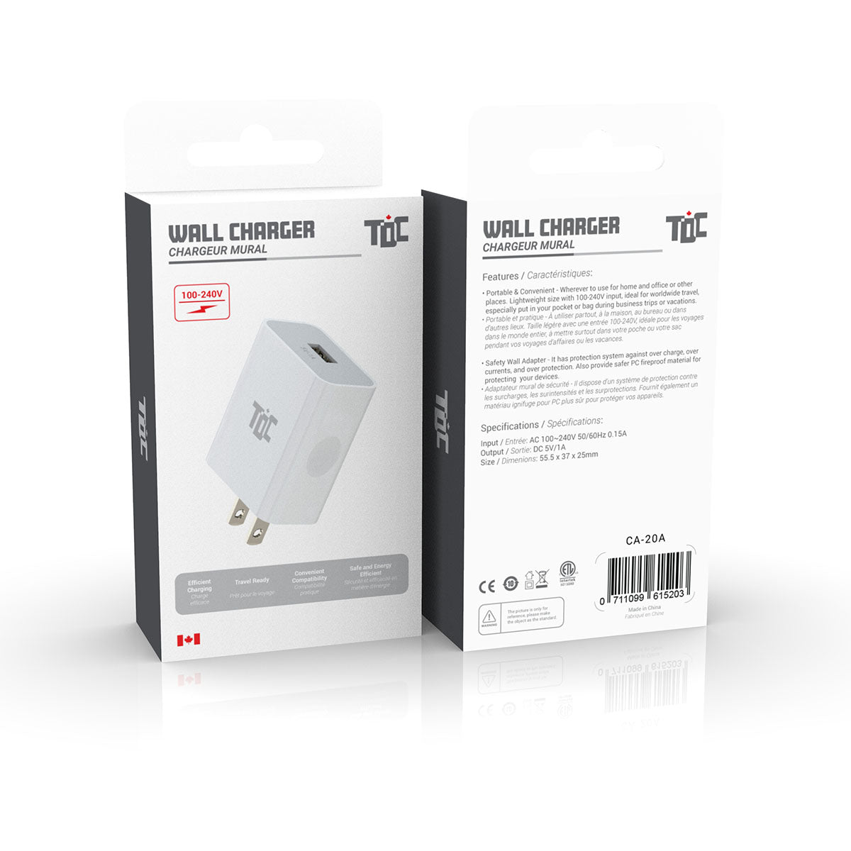TDC USB A WALL CHARGER PACK OF 50